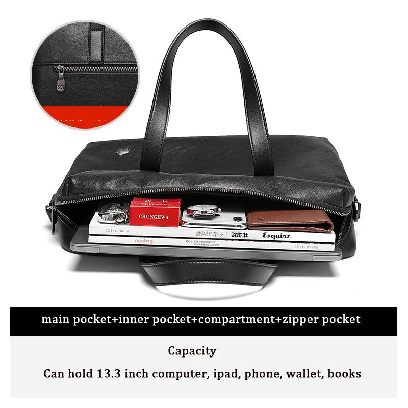 Bison Denim Multifunction Genuine Leather Business Briefcase Fashion Men's Crossbody Bags Cowhide High Quality Male Handbags