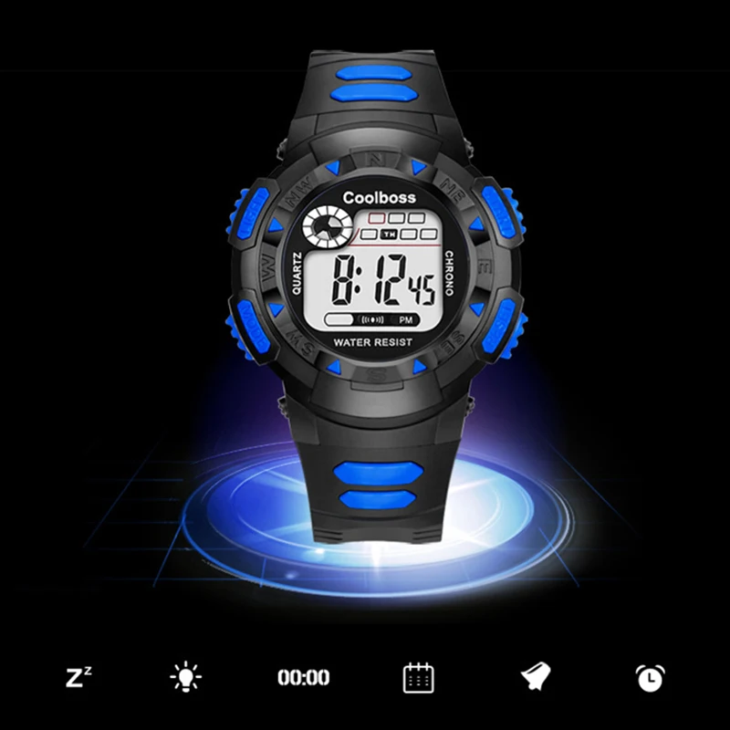Модные женские мужские повседневные спортивные часы светодиодный черный