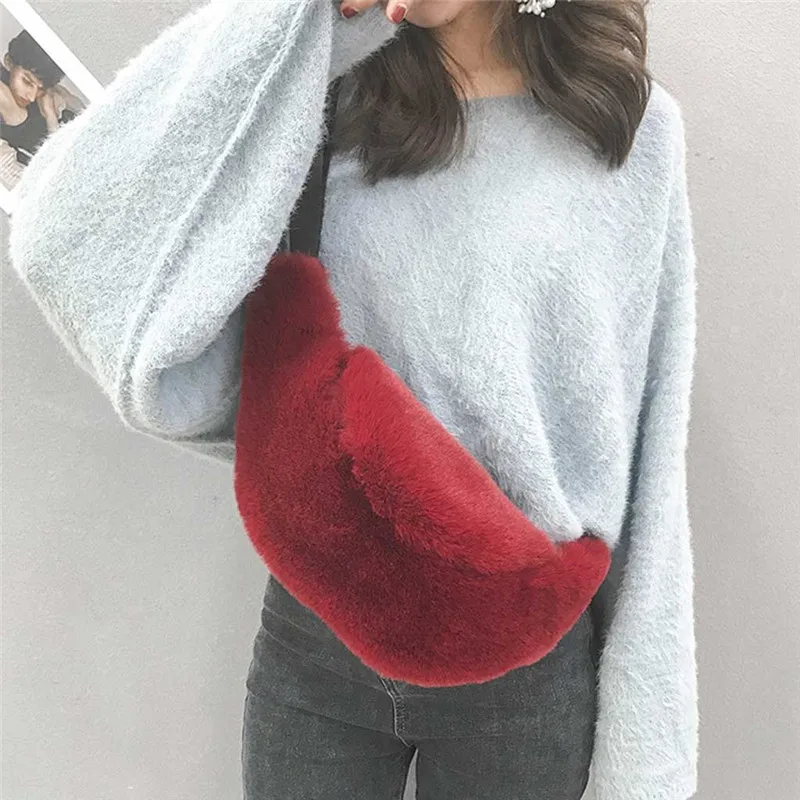 Модная Меховая забавная сумка новая женская зимняя меховая плюшевая поясная