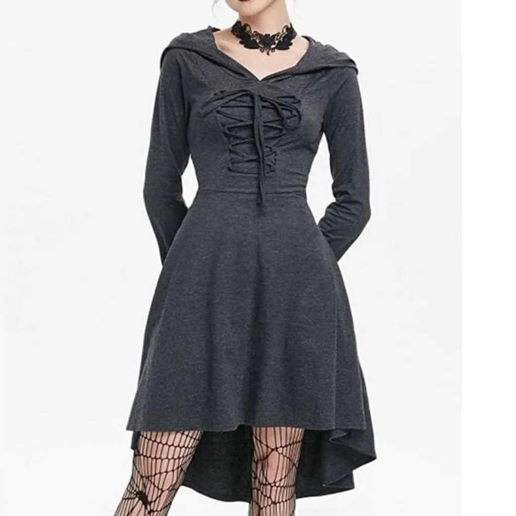 Зимнее женское однотонное платье с капюшоном JAYCOSIN Осеннее повседневное