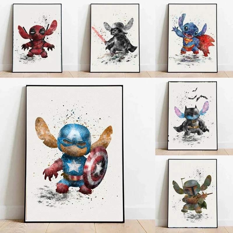 

Home Decor Canvas Paintings Disney Stitch Pictures Wall Graffiti Art Printed Modular Marvel Poster No Frame Artwork Living Room