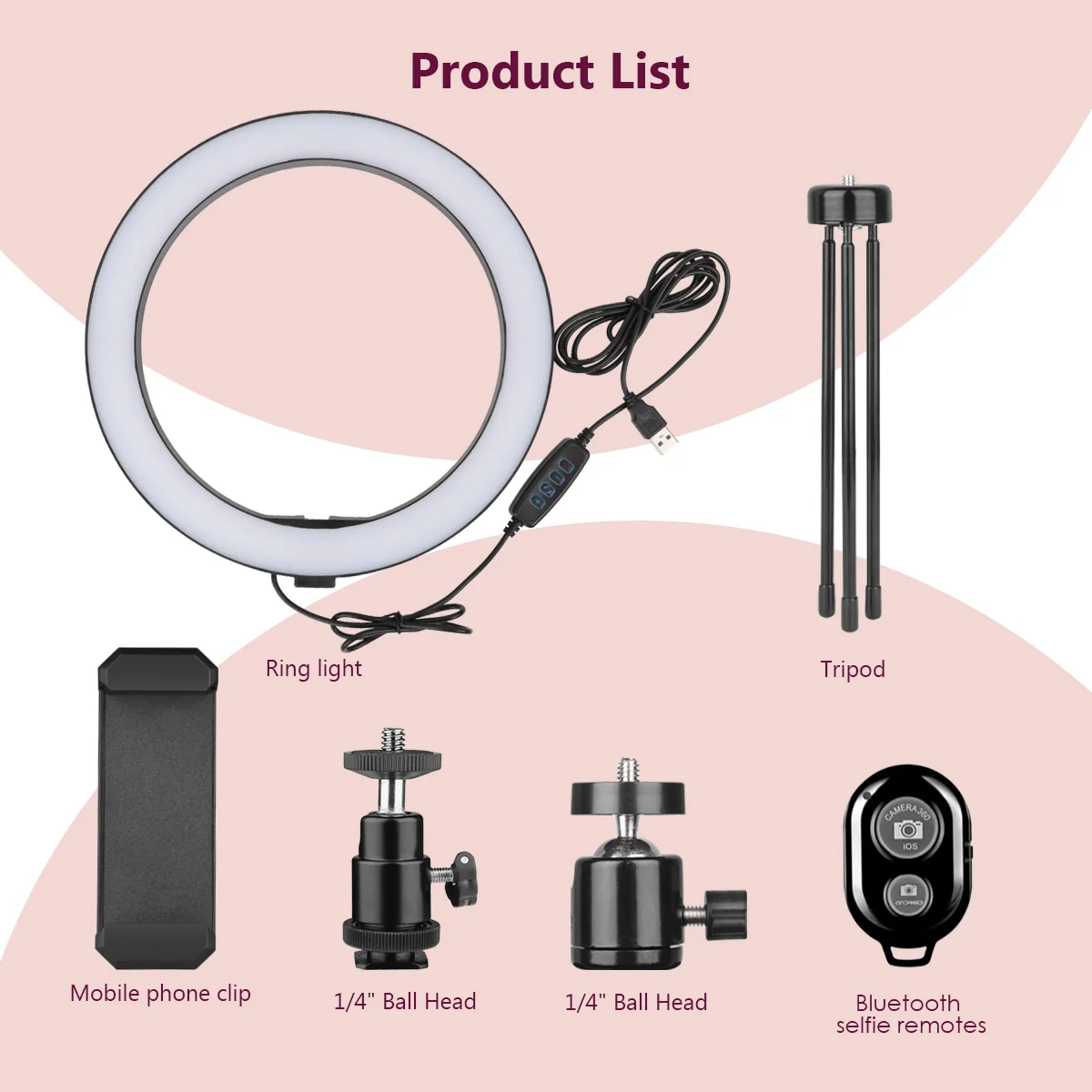 Ohotter 10-inch Ring Light Tripod Mobile Phone Holder with Bluetooth Desktop Model for Photograp YouTube Video TikTok Selife | Электроника