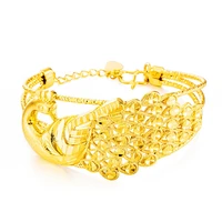 peacock bracelet bangle women jewelry yellow gold filled wedding party gift
