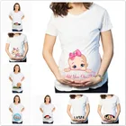 Футболки женские с мультяшным рисунком, топы для беременных, Забавные футболки для беременных, футболки с коротким рукавом для беременных, футболки S-3XL