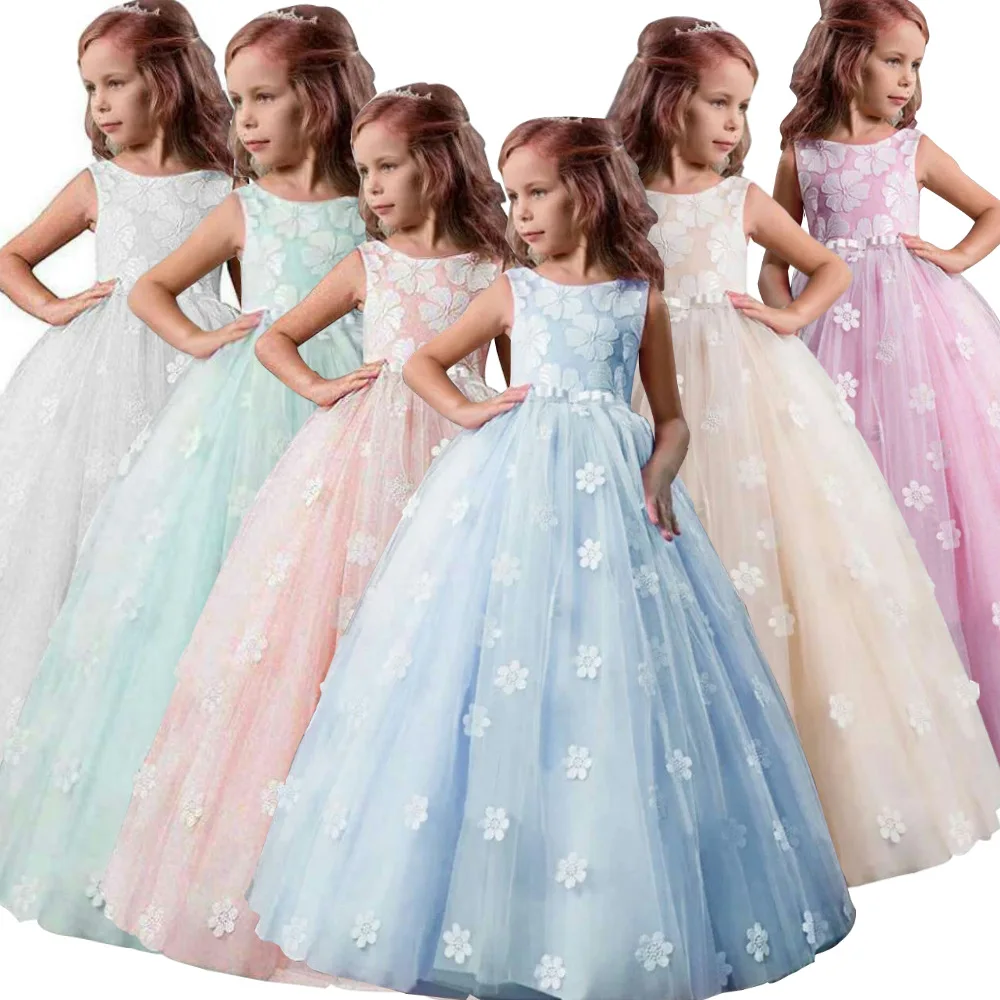 Красивые свадебные платья для детей с цветочным рисунком девочек красивое