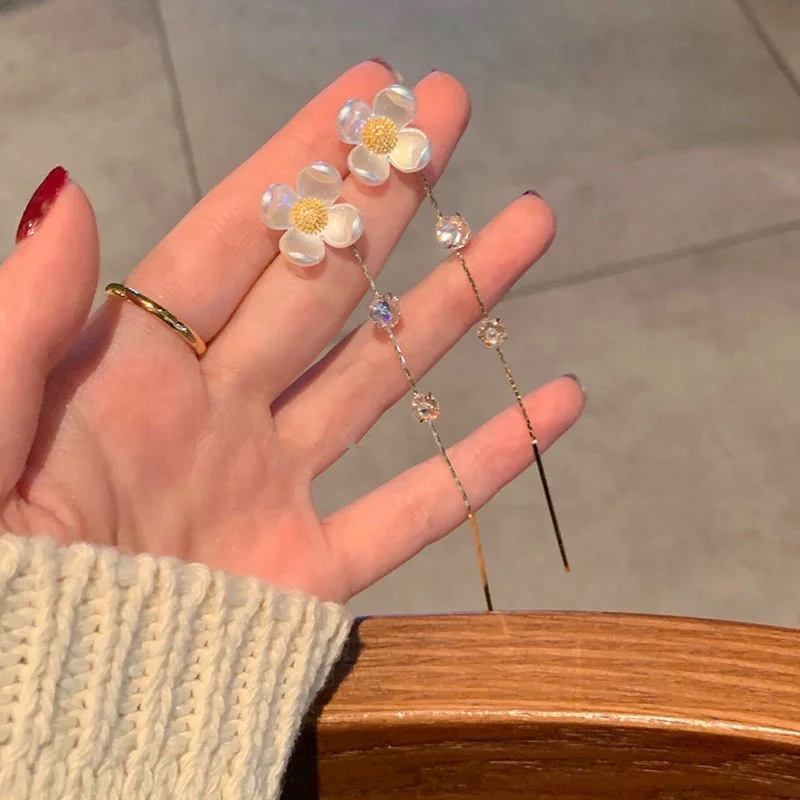 Женские длинные серьги-подвески в виде ракушек и цветов модные висячие серьги с