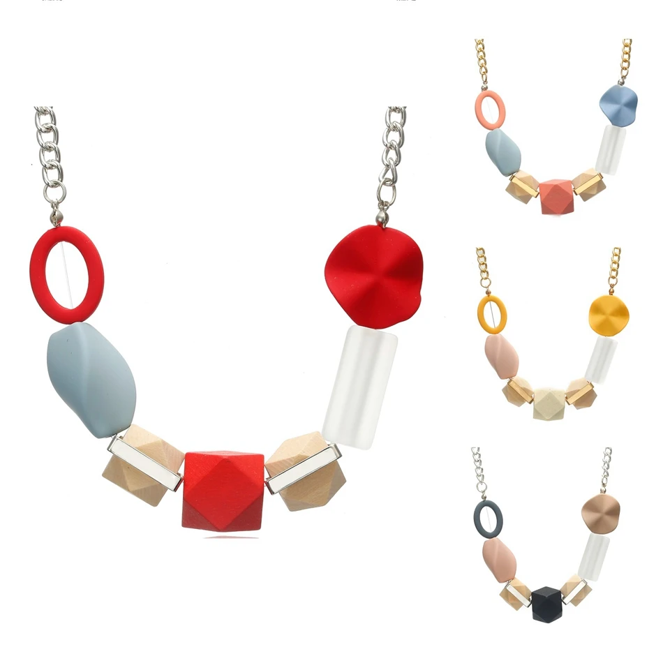 Ожерелье и подвески для женщин массивное ожерелье с бусинами цепочкой женское