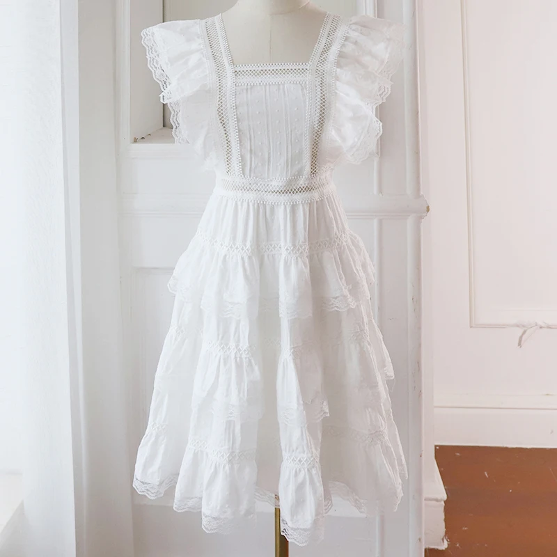 Милое ажурное кружевное шифоновое платье 2019 Лето Для женщин без рукавов с