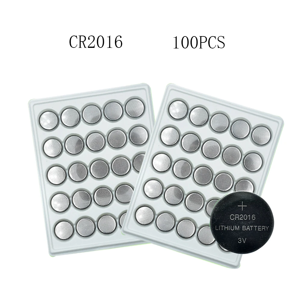 

100pcs 75mAh CR2016 Battery LM2016 BR2016 DL2016 Cell Coin Lithium 3V Button Batteries CR 2016 for Watch Electronic Toy Remote