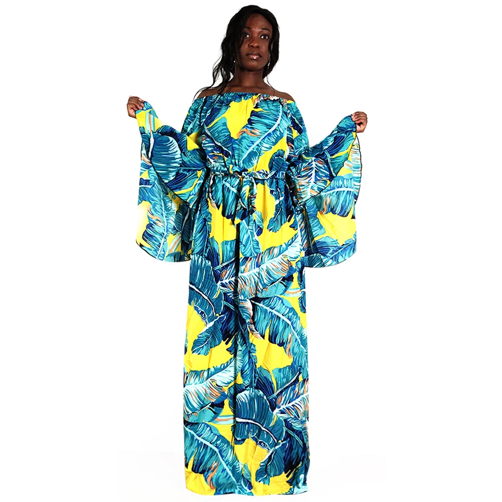 Последнее поступление 2019 Африканское Дашики рисунок пальмовых листьев принт