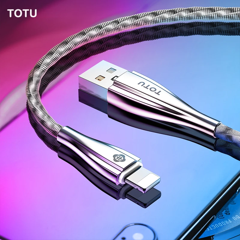 TOTU роскошный usb кабель для зарядки iPhone 8 7 6 6S Xr X Xs Max зарядный шнур металлическая