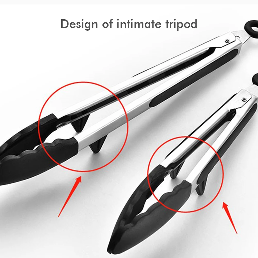 

Silicon Cooking Tongs Barbecue Salad Serving Food Grilling Tong Stainless Steel Tongs Anti-Slip Bread Tongs Kitchen Tool 2PCS