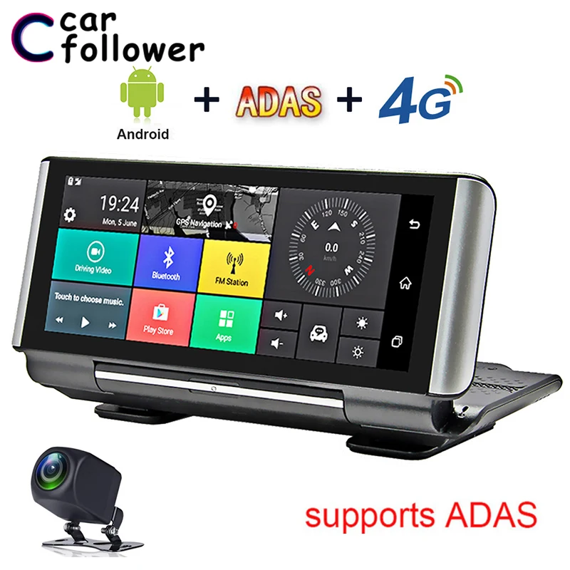 K6-4G 7 дюймов 4G ADAS Android Приборная панель автомобиля DVR gps навигация FHD 1080P двойной объектив видеорегистратор g-сенсор Автомобильный видеорегистратор - Название цвета: K6-4G