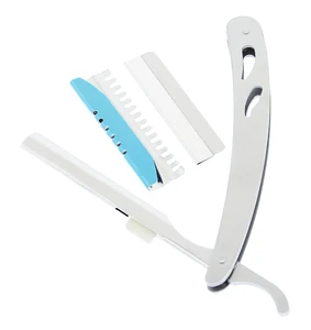 Meisha 1 шт. бритвы для волос и 10 шт. лезвия парикмахерские бритвы Парикмахерская бритва из нержавеющей стали складной нож для бритья HC0003