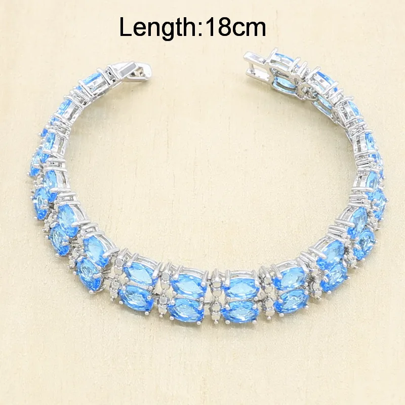 Овальный синий опал серьги ожерелье Кулон Кольцо Серебро Цвет набор украшений