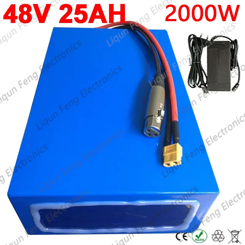 Литиевая батарея 48V 25AH 1000W 1500W для электрического велосипеда аккумулятор 10AH 13AH 15AH