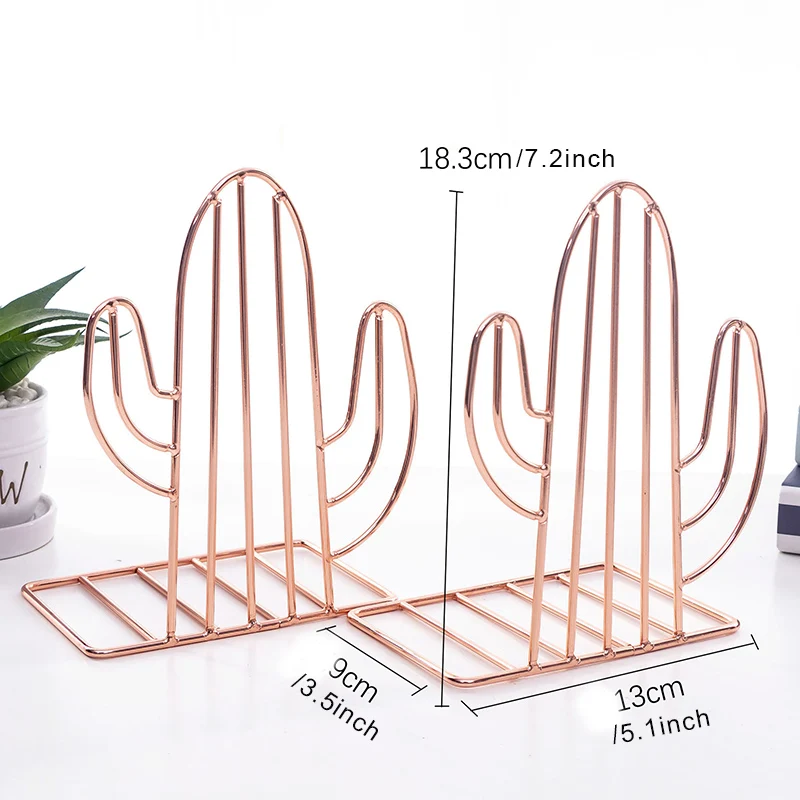 

2pcs/pair Plant Shaped Metal Bookends Book Support Stand Desk Organizer Storage Holder Shelf JR Deals