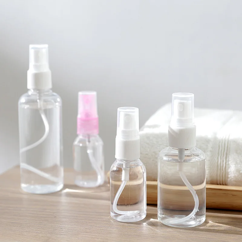 

1 Pcs Mini Plastic Transparent Small Empty Spray Bottle for Make Up and Skin Care Refillable Random Color Travel Use 30 50 100ML