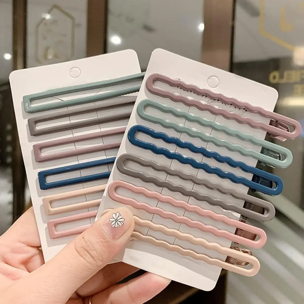 

6Pcs/Set Hairpin Wave Shape Flexible Mixed Color Simple Edge Clip Girl Hair Clips for Banquet