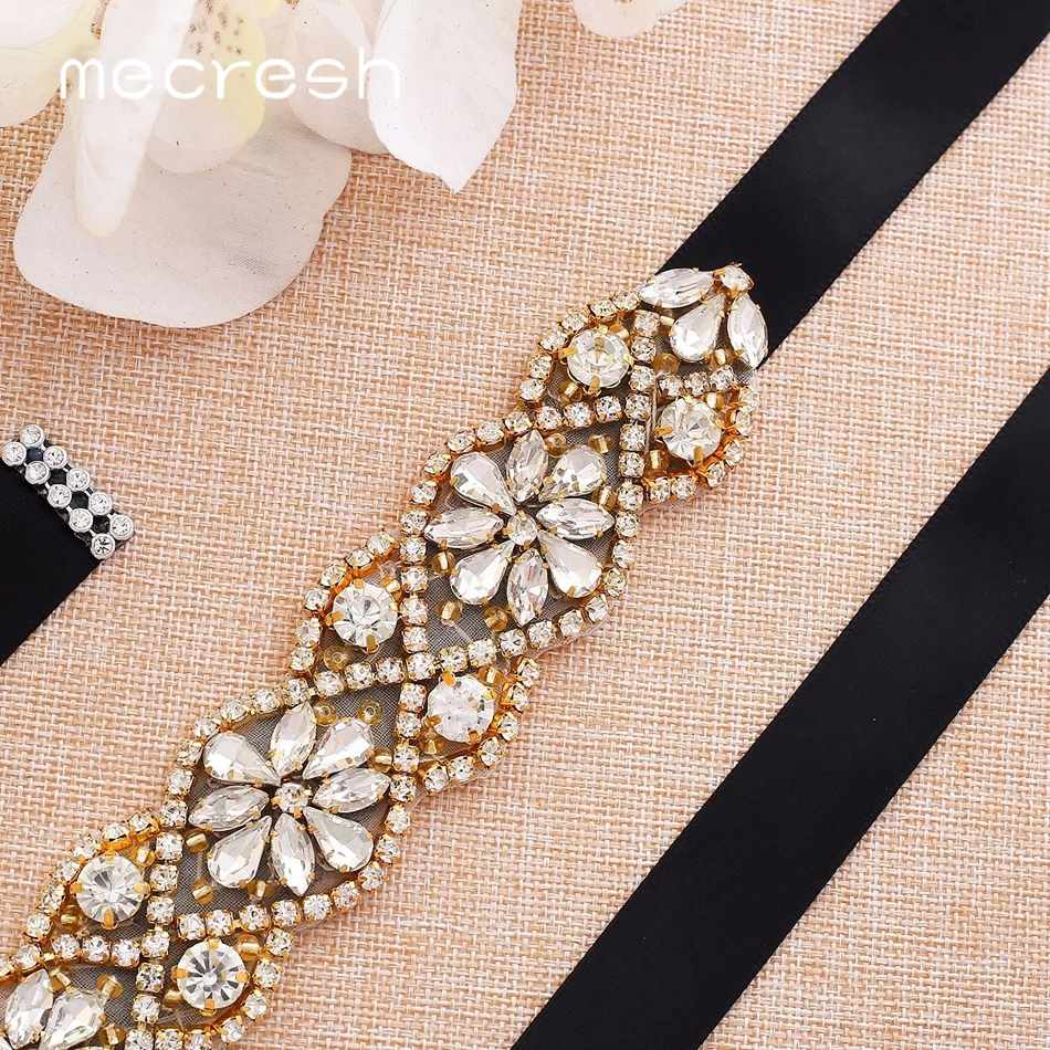Mecresh роскошный золотой цвет Кристалл свадебное платье ремень для женщин ручной