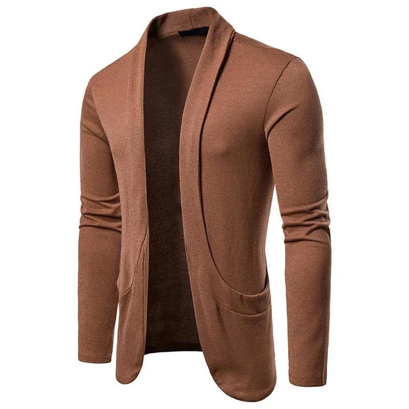 

Men Cardigan Long Sleeves Fit Casual Sweater Winter 2021 Holiday Fashion Outdoors Thin Woll Tops Pockets Solid Clothing for Man