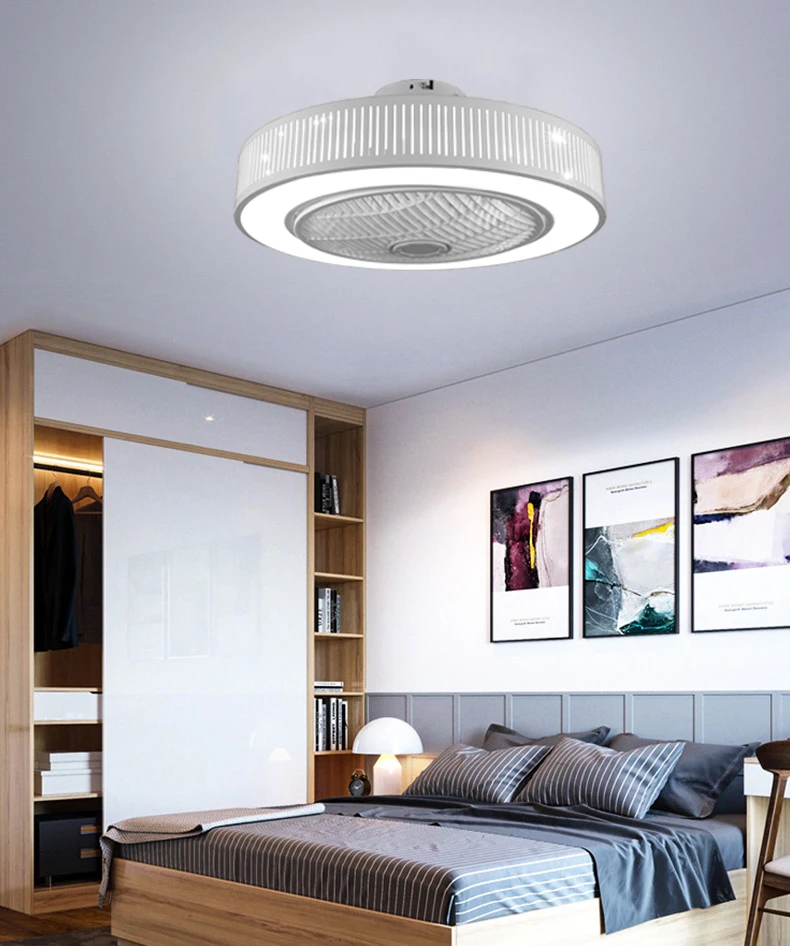 Светодиодный потолочный вентилятор с вертикальной полосой круговой светильник