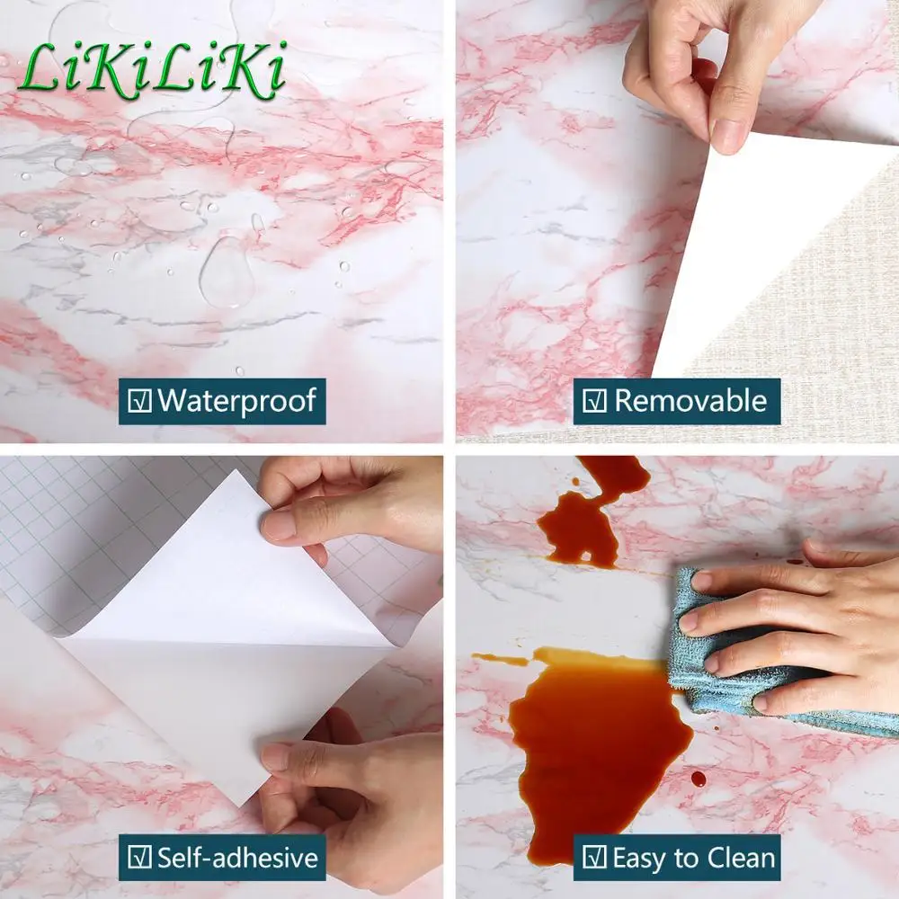 

Marble Vinyl Film Self Adhesive Wallpaper for Bathroom Kitchen Cupboard Countertop Contact Paper Waterproof Stickers Home Decor