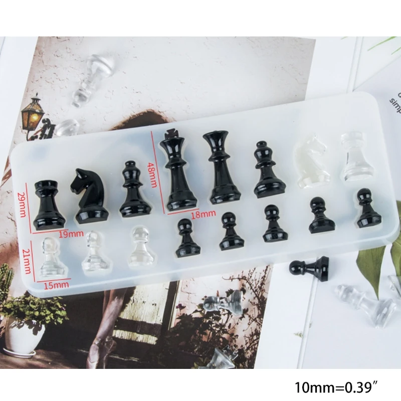 

Crystal Epoxy Resin Mold Chess Board Silicone Mould Set DIY Crafts Jewelry Tool