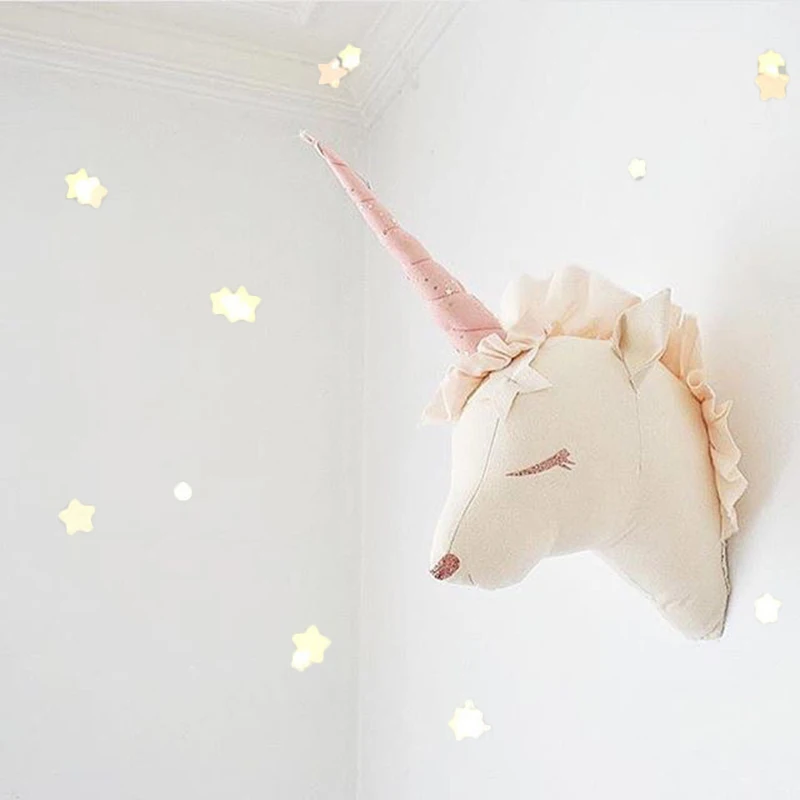 Единорог/олень мягкие игрушки 3D головы животных Настенный декор подвесной