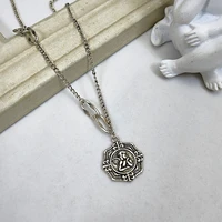 925 sterling silver necklace retro girl avatar tag necklace personality trendy hip hop old chain party jewelry pendant necklace