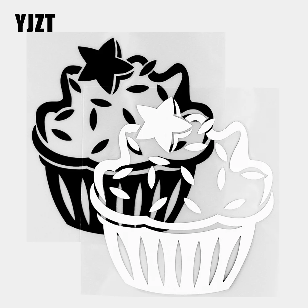 

YJZT 11.5×12.5CM Vinyl Decal Cupcake Pastry Beautiful Body Decoration Car Stickers Black / Silver 20B-0364