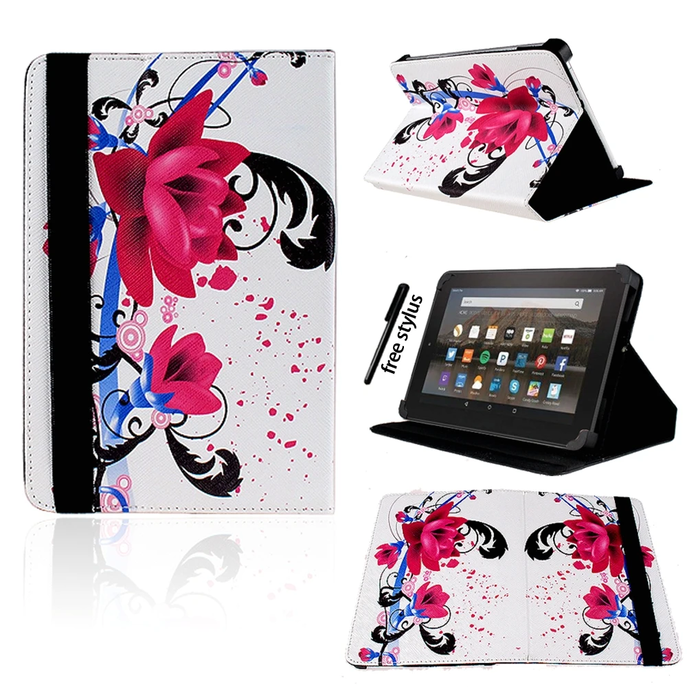 

Drop Resistance Folio Leather Stand Case Cover for Amazon Kindle Fire 6 /7 Inch Tablet Protective Case +Stylus