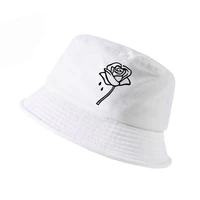 rose print female fisherman hat harajuku pop panama women new summer hip hop cap punk rock bucket cap gorro