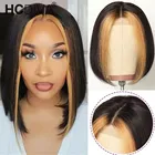 Парики с эффектом деграде 4x4 парик с сетчатой основой прямой короткий парик Боб парики из натуральных волос Реми окрашенные парики из натуральных волос предварительно выщипанные с детскими волосами