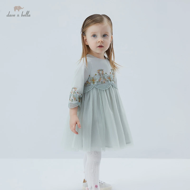 Vestido de Malha Vestido de Festa Infantil de Primavera para Meninas Infantil Db16614