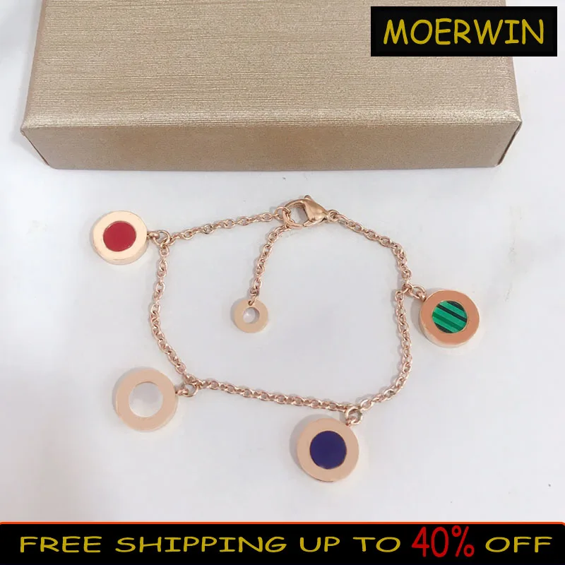 

Beautiful Simple Colorful Round Agate Bracelet Color Sterling Silver Small Fresh Design Sense Women's Light Luxury Brand Jewelry