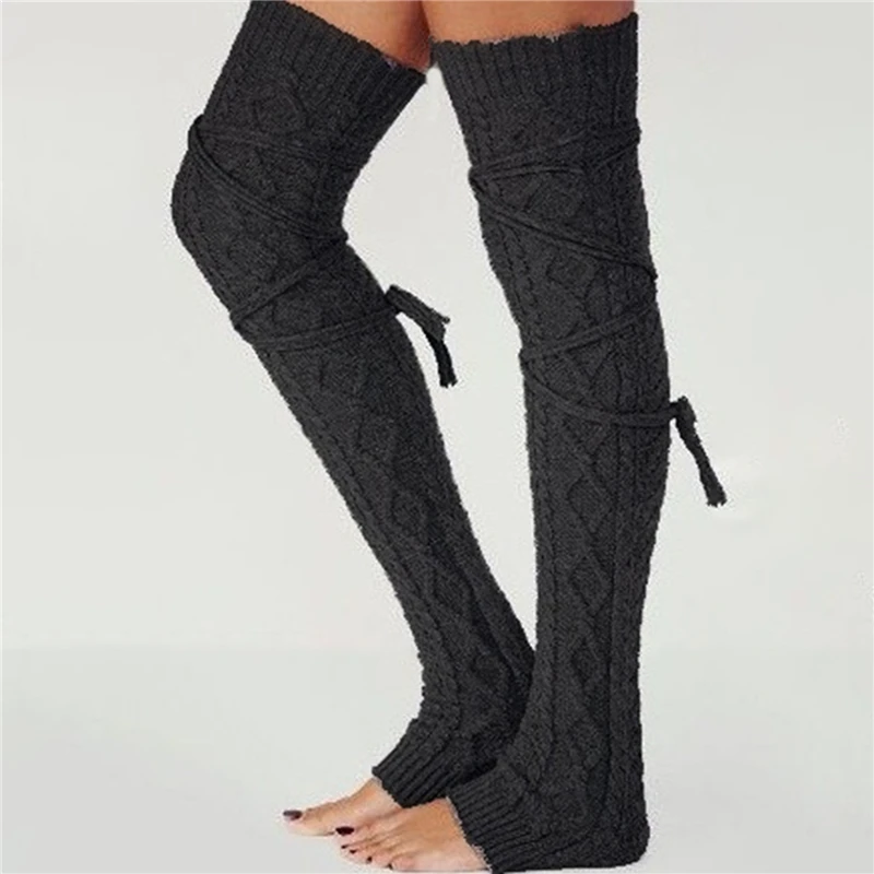 GAOKE Winter Long Warm Leg Warmers Knitting Knee High Stocking Women Boot Topper Girls Stockings 7 Colors