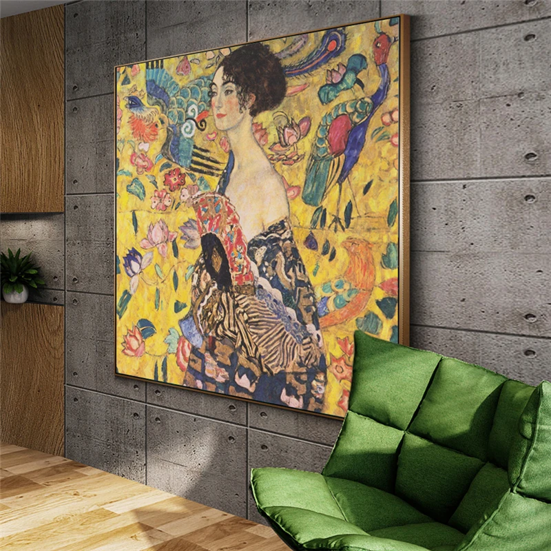 Настенные картины Gustav Klimt 120x120 см Репродукция портрет Адель Блоха Золотая стена