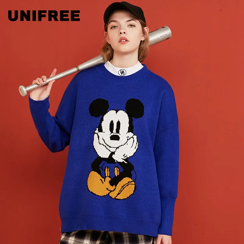 UNIFREE2019 Новинка зимы женский с круглым вырезом Микки-Маусом Мышь со свободным