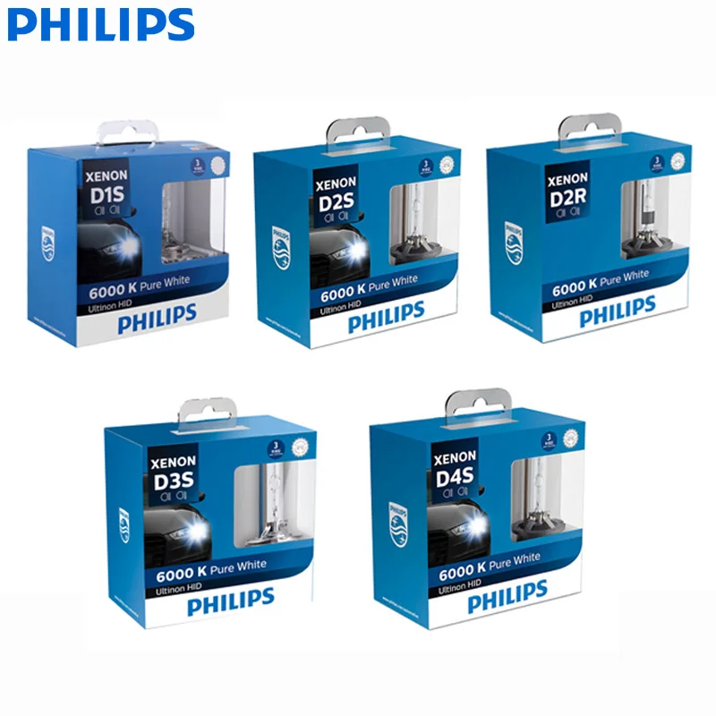 Ксеноновые лампы Philips D1S D2S D2R D3S D4S 6000K Ultinon HID WX 35 Вт холодный белый свет фары