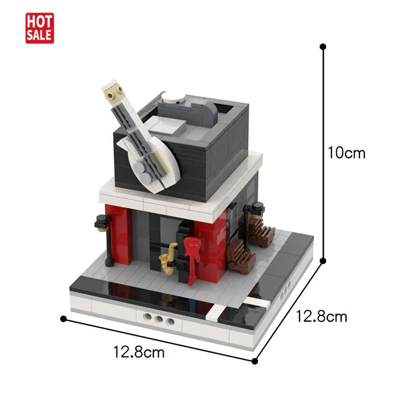 

MOC City Street Scene bricks Musical Instrument Music Shop Building Blocks Modular Construction Blocks Model for kid's toys