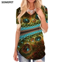 somepet colorful t shirt women snake skin shirt print abstract v neck tshirt psychedelic t shirts 3d womens clothing hip hop