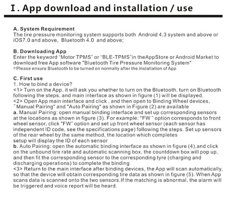 Беспроводная система контроля давления в шинах для мотоциклов Bluetooth TPMS