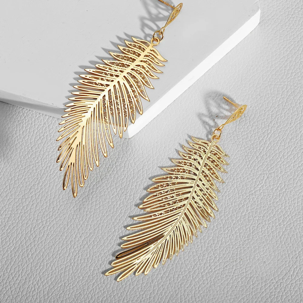 

2021 Fashion Bohemian Long Earrings Unique Natural Real Leaf Big Earrings For Women Jewelry Gift oorbellen pendientes