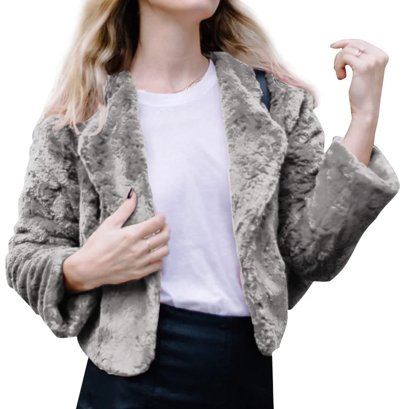 Новое модное зимнее пальто женское плюшевое плотное теплое Короткое мини-пальто