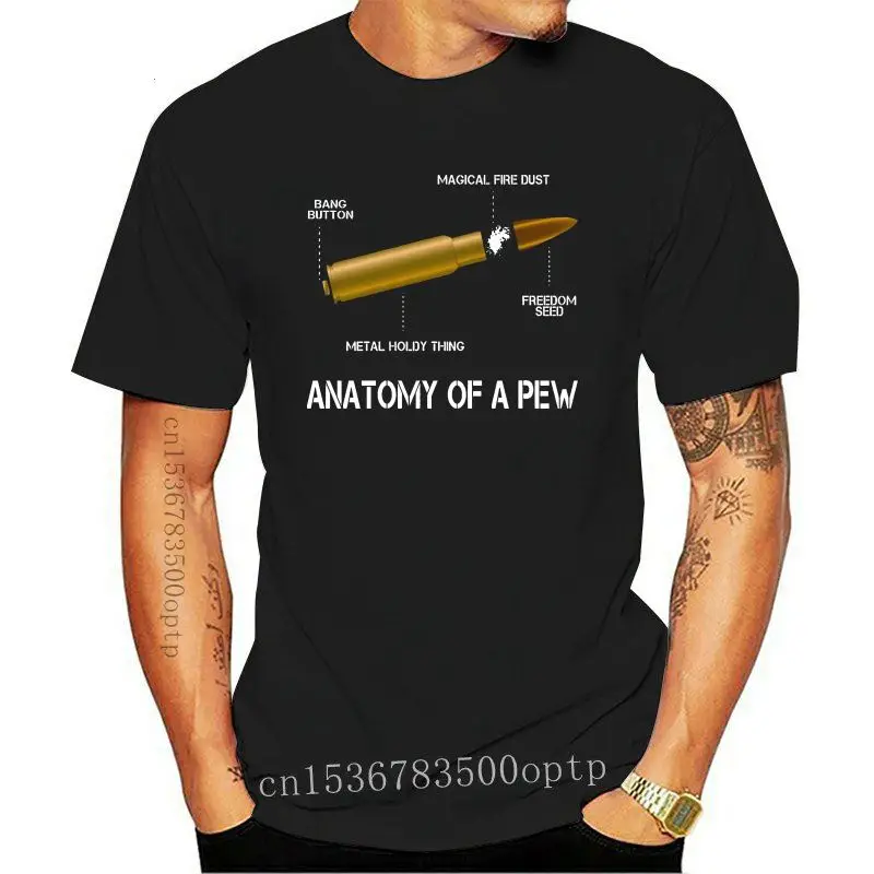

New Anatomy of A Pew Labeled Printed Gun Right 2nd Amendment T-Shirt. Summer Cotton Short Sleeve O-Neck Mens T Shirt 2021 Gift S