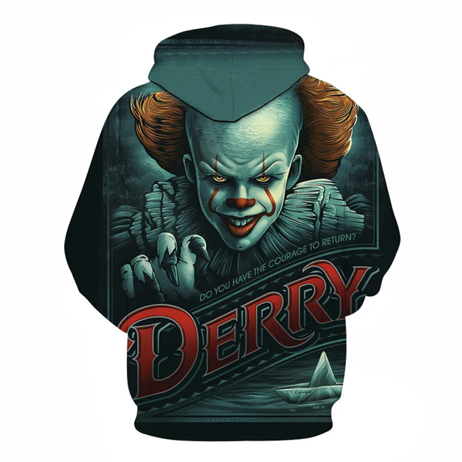 Аниме Толстовка с капюшоном фильм клоун Стивен Кинг это Pennywise Косплей Костюм Топ пальто для мужчин и женщин