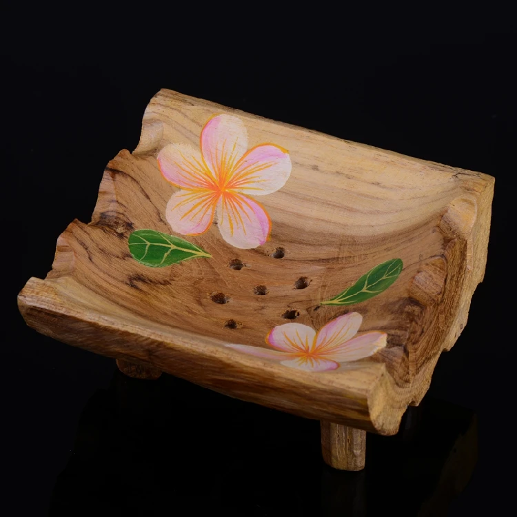 Твердая деревянная мыльница спа-стойка для ванной комнаты винтажная ручная