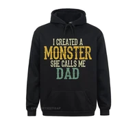 mens i created a monster she calls me dad vintage sunset funny hooded pullover tight man hoodies family hoods latest sweatshirts