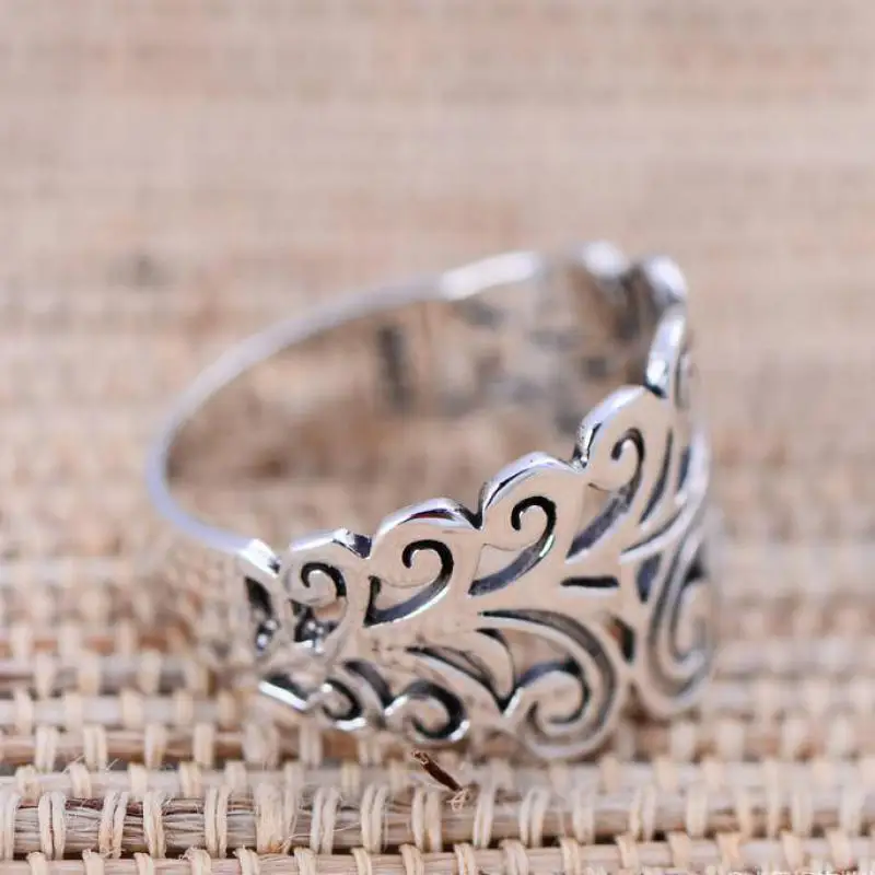 925 пробы серебряные кольца для женщин чистое серебро полые винтажные из ротанга с
